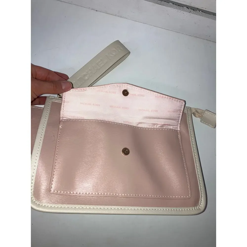 MICHAEL KORS, SMALL PINK, WHITE CLUTCH WRISTLET